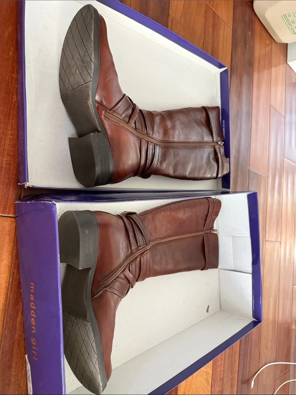 Brown Over-the-Knee Leather Boots in Cognac Par, size 5.5